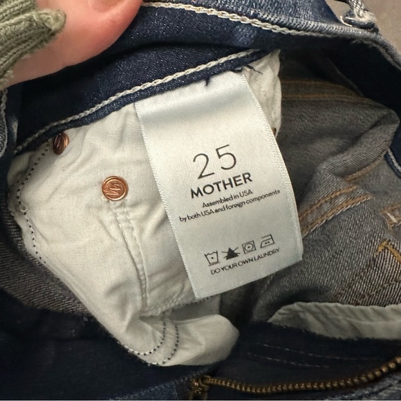 MOTHER Jeans | Slit Hem Medium Wash High Waisted Insider Slim Ankle Fray - Picture 10 of 11